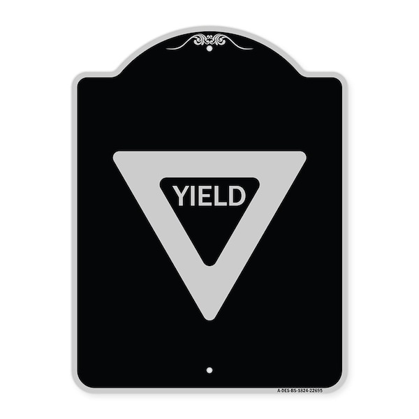 Signmission Designer Series Sign-Yield, Black & Silver Heavy-Gauge Aluminum Sign, 24" x 18", BS-1824-22695 A-DES-BS-1824-22695 - main